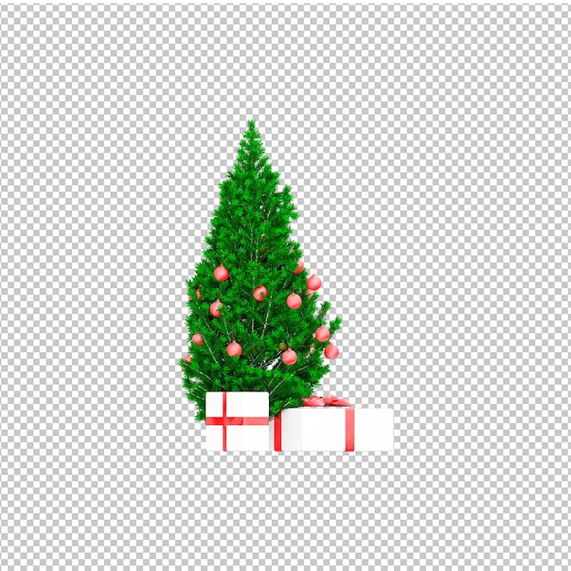 Isolated christmas tree and happy new year decorate