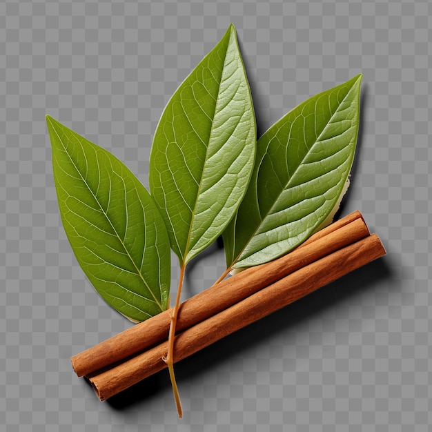 PSD isolated of cinnamon leaf a fragrant and leathery leaf with ph png psd decoration leaf transparent