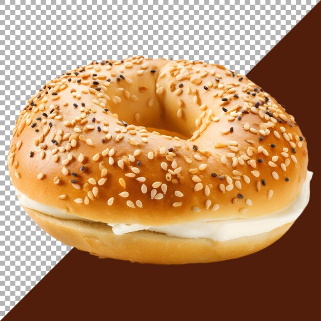 PSD close-up isolato di un gustoso bagel al sesamo su uno sfondo bianco ai generato