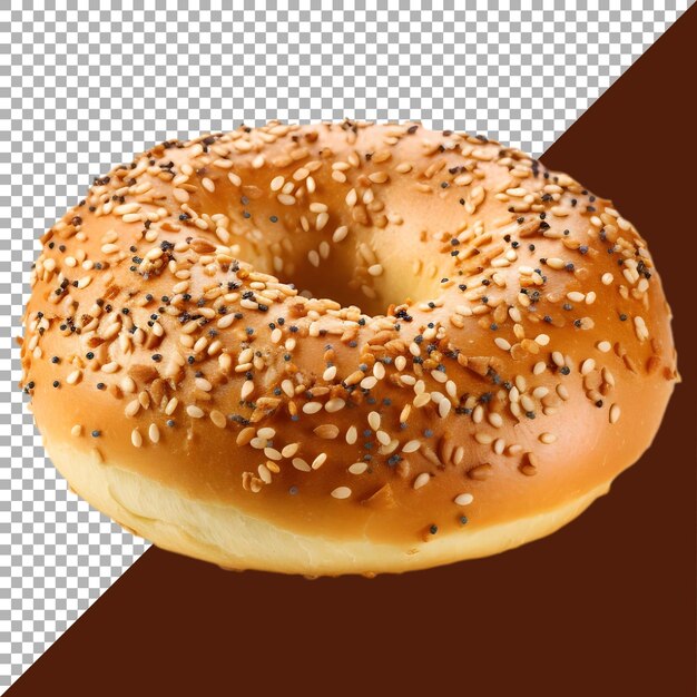 PSD close-up isolato di un gustoso bagel al sesamo su uno sfondo bianco ai generato