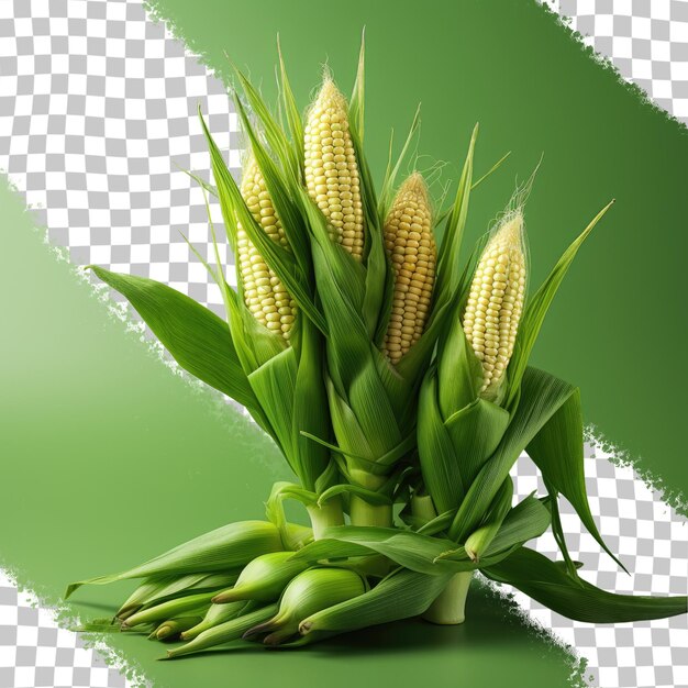 Isolated cluster of small corn on a transparent background with clipping path