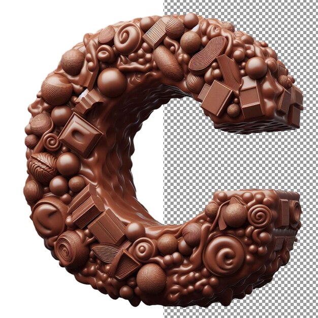 PSD isolated cocoa design 3d chocolate letter on a clear png palette