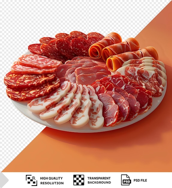 Isolated cold cuts on a white plate cold cuts on transparent background maresca festive meats png