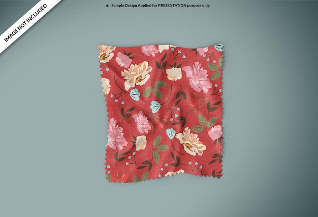 Isolated crumbled fabric swatch mockup