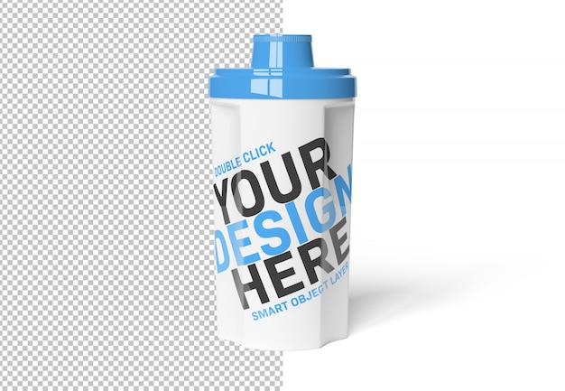 Isolated cut out protein shaker on white mockup