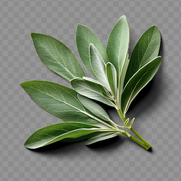 PSD isolated of a delicate sage leaf showcasing its textured sur ph png psd decoration leaf transparent