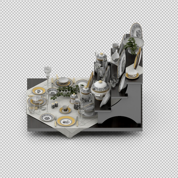 Isolated dishes 3d isolated render