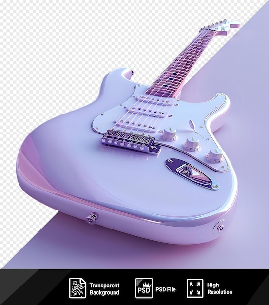 PSD isolated electric guitar on a purple background a white guitar on the left side of the image png psd