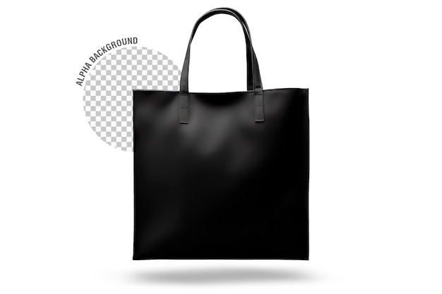 PSD Изолированная элегантная черная кожаная сумка на прозрачном фоне
