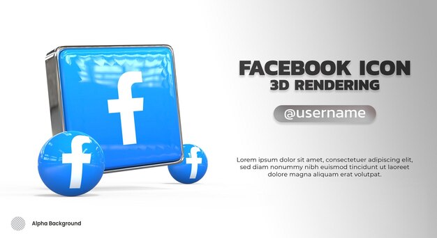 ソーシャルメディアの3Dレンダリングのための分離されたFacebookアイコン