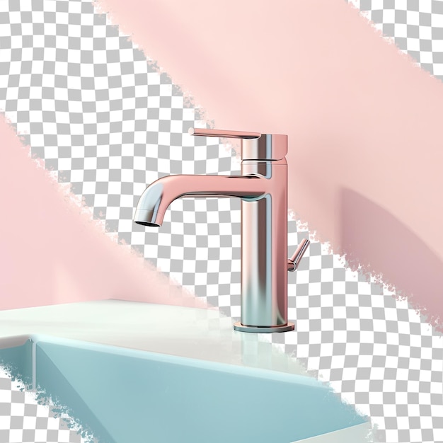 PSD Изолированный кран в современной ванной на прозрачном фоне