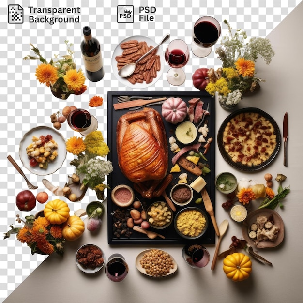 PSD 隔離された祭りの食事のプレゼンテーションは,隔離された透明なオブジェクト上の休日のメニューに最適です.