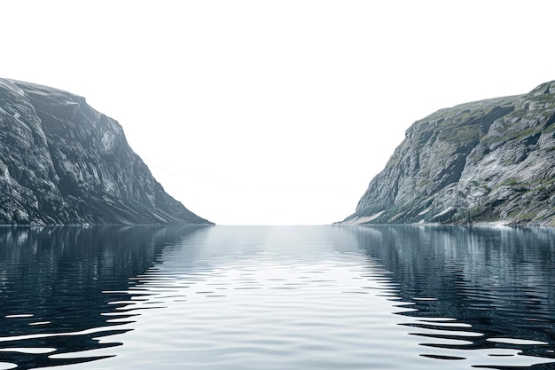 PSD isolated fjord on transparent background sleek nordic landscape