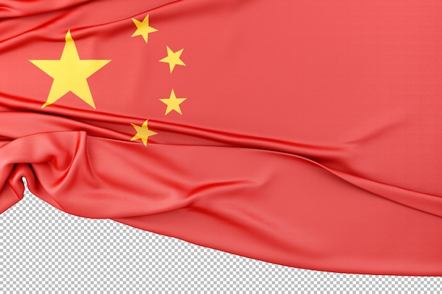 Isolated flag of china with copy space below 3d rendering