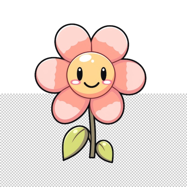 PSD illustrazione di cartone animato di fiore isolato sfondo trasparente