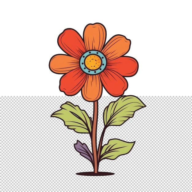 PSD illustrazione di cartone animato di fiore isolato sfondo trasparente
