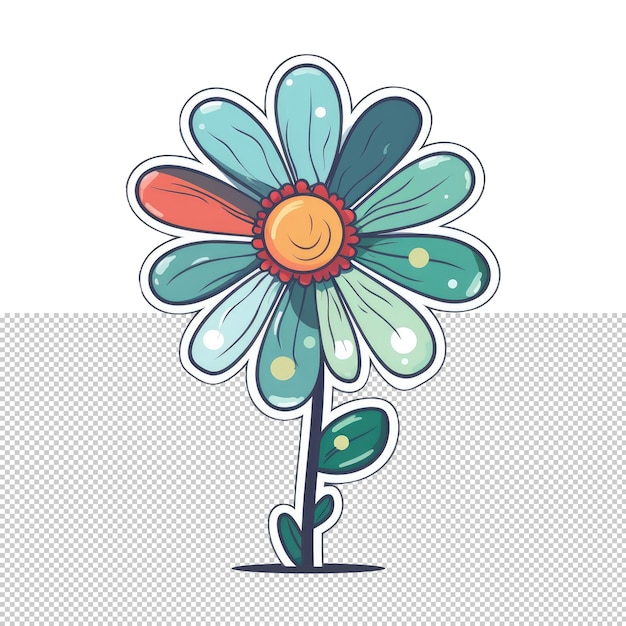 PSD Изолированный цветок мультфильм иллюстрация прозрачный фон
