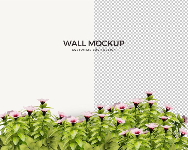 PSD isolated flower and tropical leaves