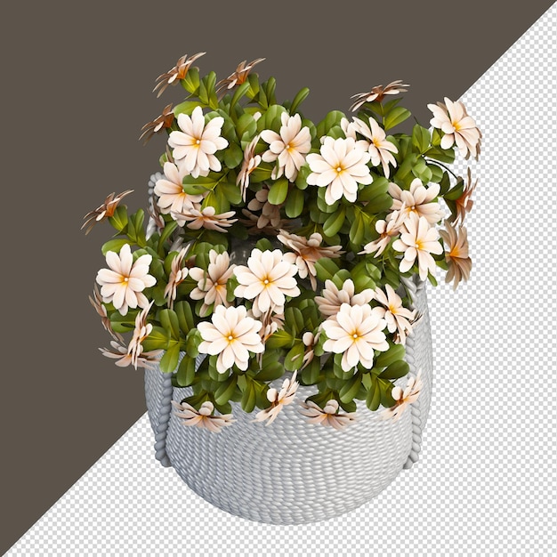 Fiore isolato in vaso nel rendering 3d