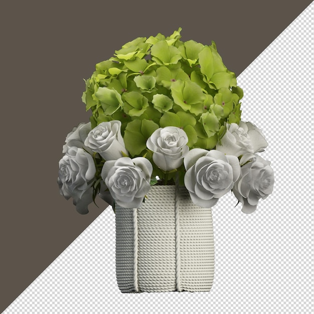 Isolated flower in vase in 3d rendering