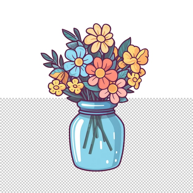 PSD Одинокие цветы в вазе иллюстрация прозрачный фон