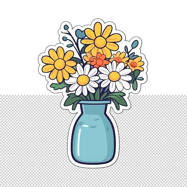 Isolated flowers in vase illustration transparent background