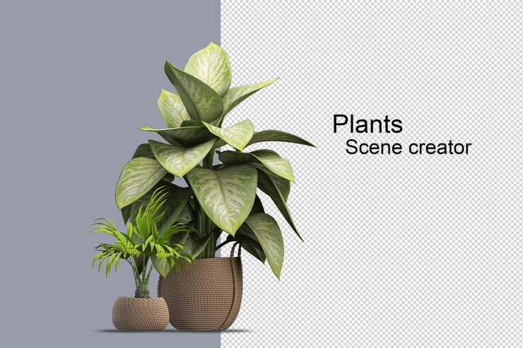 木製のバスケットに孤立した新鮮な植物