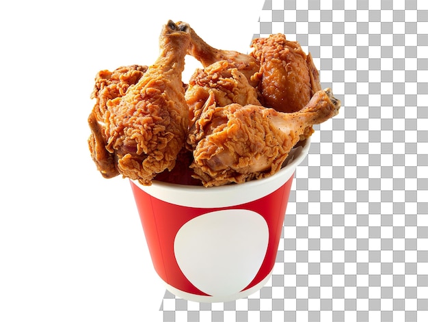 PSD isolated friend chicken fastfood in bucket