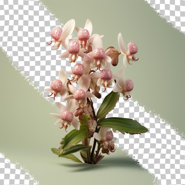 PSD isolated full plant of wild early spider orchid in portugal transparent background