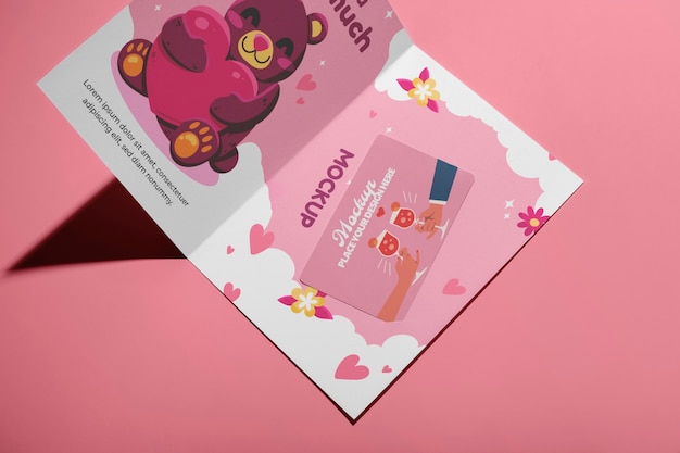 PSD isolated gift card mockup for happy st valentine's day