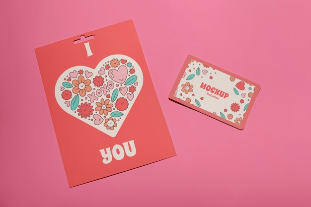 Isolated gift card mockup for happy st valentine's day