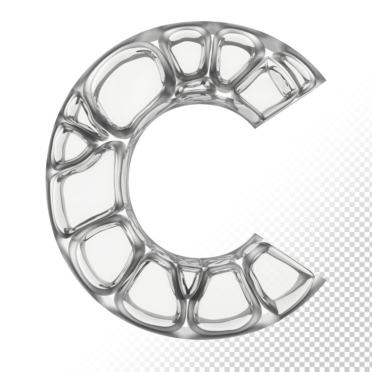 isolated glass 3d letter c