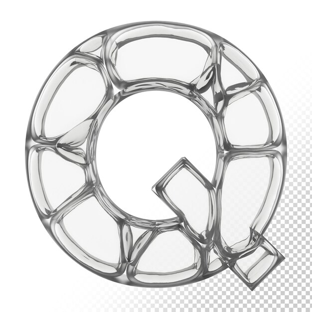 PSD isolated glass 3d letter q