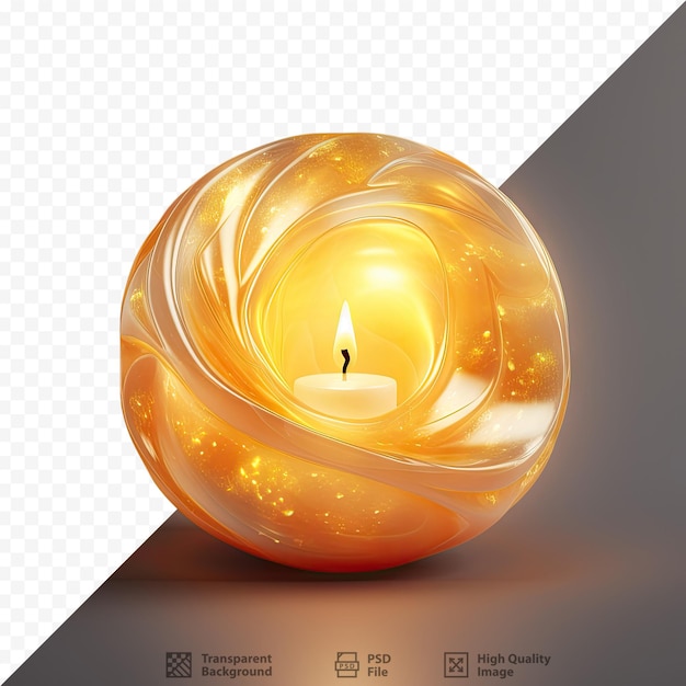 PSD isolated golden light source from peeled orange glowing spiral cover halo on transparent background