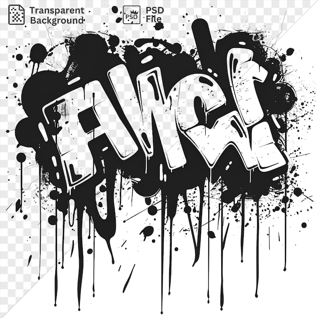 PSD isolated graffiti ink tags vector symbol street black and white graffiti on a isolated background