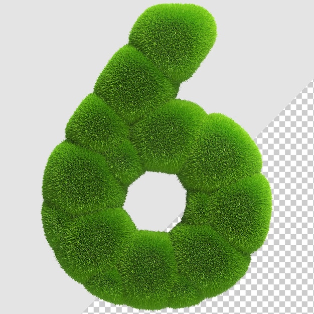 Isolated Grass 3D Render Letter 6