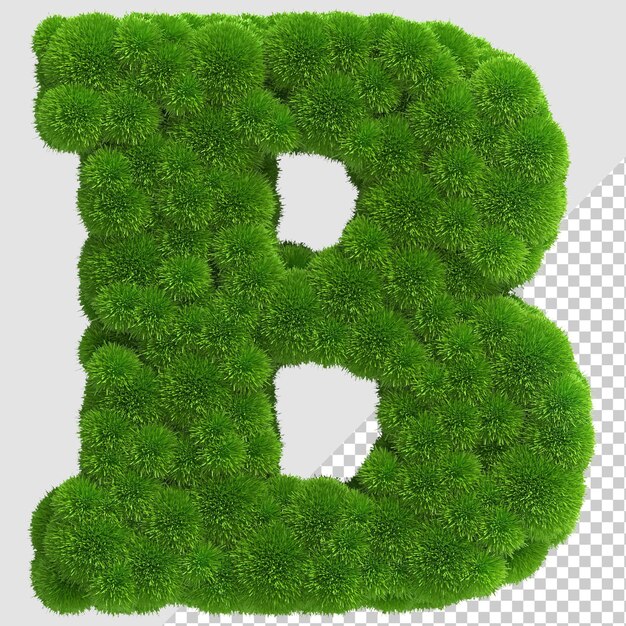 PSD isolated grass 3d render letter b