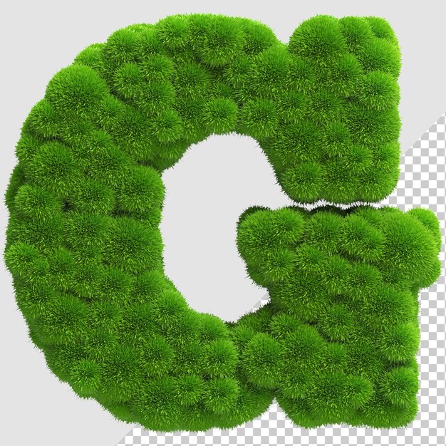 PSD isolated grass 3d render letter g