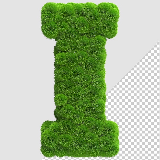 PSD isolated grass 3d render letter i