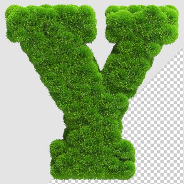 Isolated Grass 3D Render Letter Y