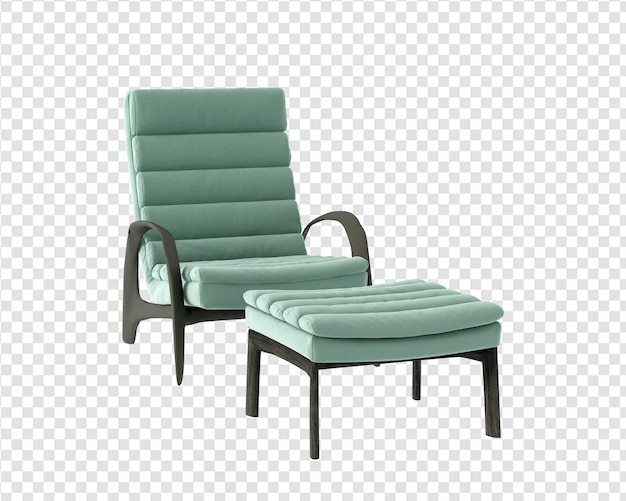 PSD isolated green chair in 3d rendering