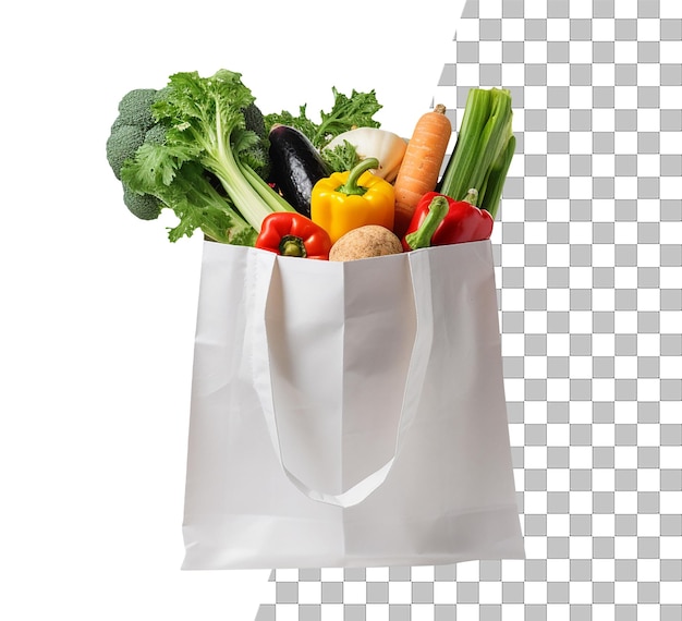 PSD isolated grocery bag with transparent background