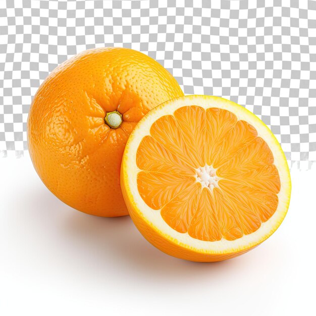 Isolated and half oranges with transparent background