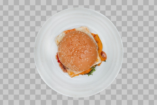 접시에 고립 된 햄버거