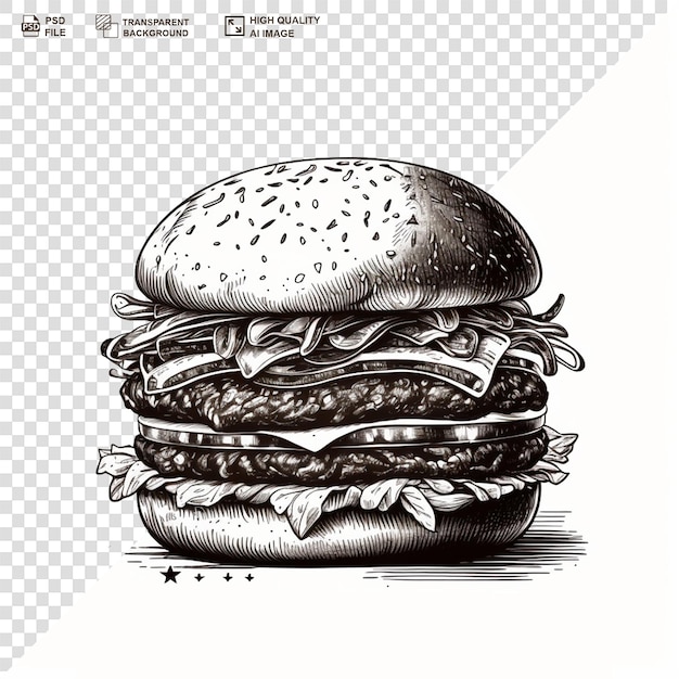 PSD isolated hamburger with splash ink background