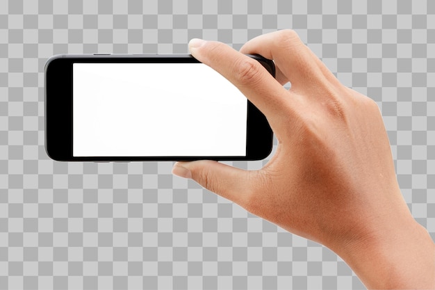 PSD isolated hand holding smartphone