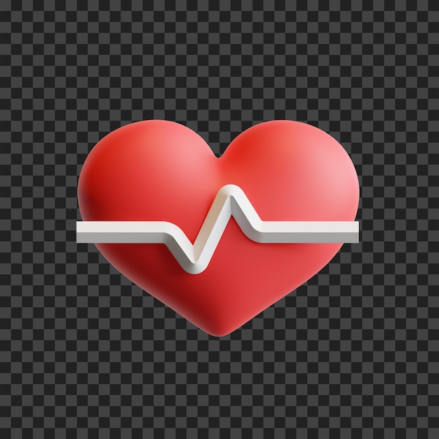 Premium PSD  3d love heart rate cardiograph psd transparent background  premium psd