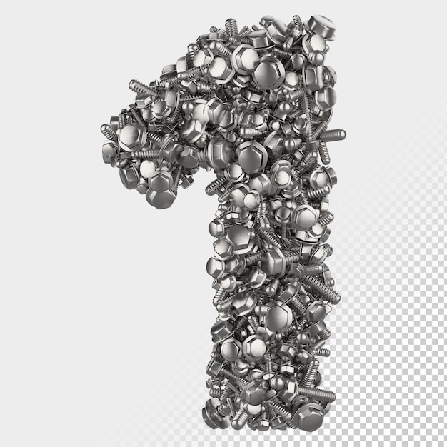 Isolated Hex Bolt 3D Render Letter 1