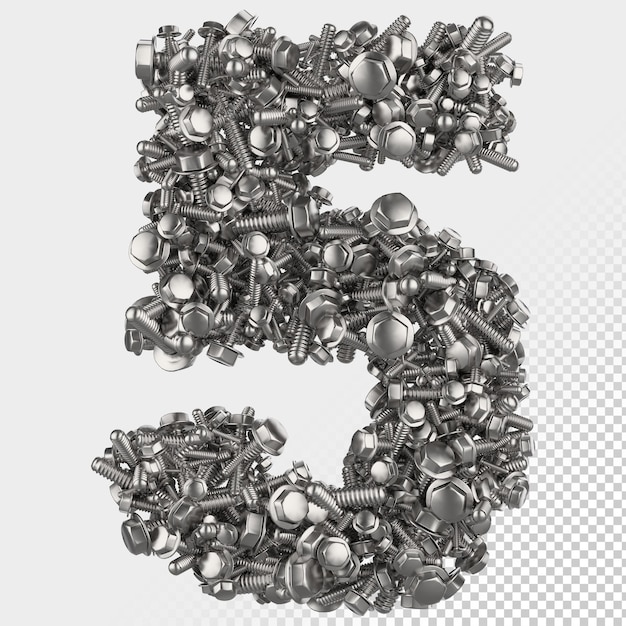 Isolated Hex Bolt 3D Render Letter 5