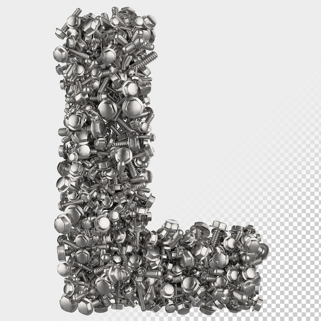 Isolated hex bolt 3d render letter l